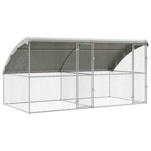 vidaXL Ps&iacute; kennel 2 pcs Strieborn&aacute; 4 x 2 x 2 m Pozinkovan&aacute; oceľ