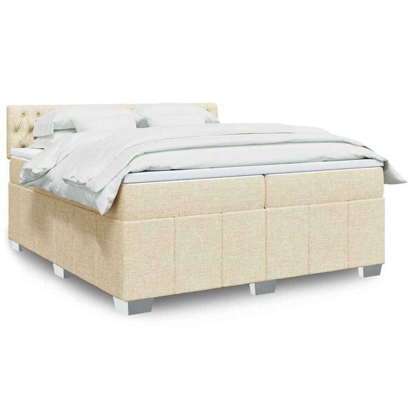 vidaXL Boxspring posteľ s matracom kr&eacute;mov&aacute; 200x200 cm l&aacute;tka