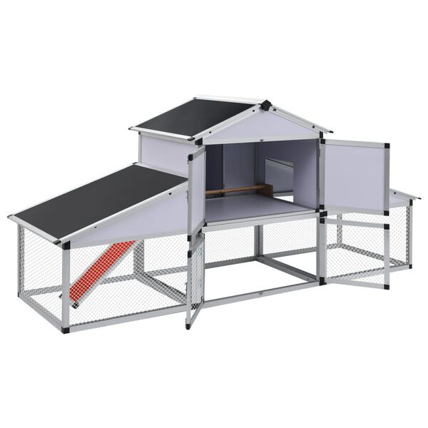vidaXL Kurín pre hydinu s výbehmi a 1 hniezdom, hliník
