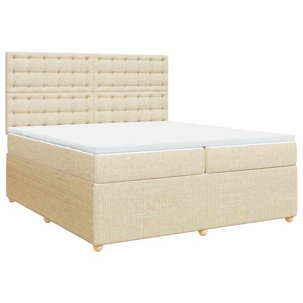 vidaXL Boxspring posteľ s matracom kr&eacute;mov&aacute; 200x200 cm l&aacute;tka