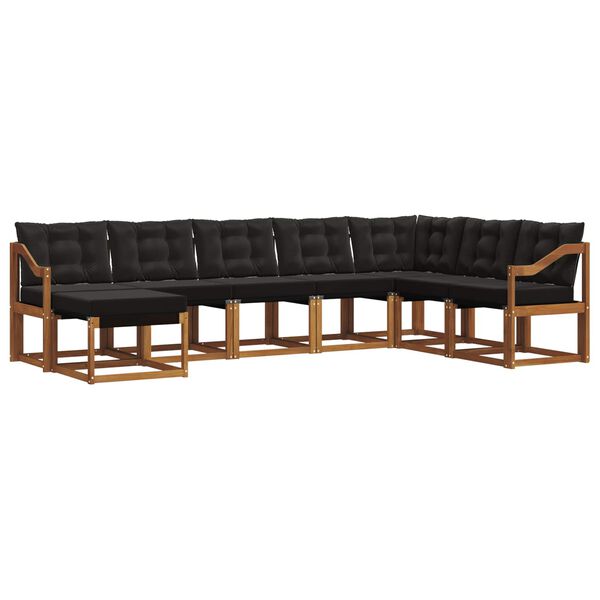 vidaXL Z&aacute;hradn&aacute; s&uacute;prava gaučov s vank&uacute;&scaron;om 8 pcs Pr&iacute;rodn&aacute; a čierna