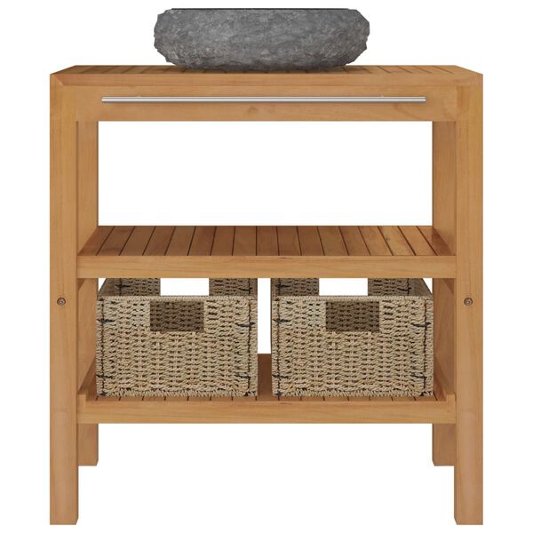 vidaXL Kúpeľňová skrinka tíkový masív s umývadlom čierny mramor