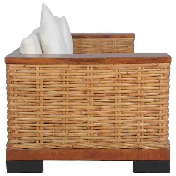 vidaXL 3-miestna sedačka s vank&uacute;&scaron;mi hned&aacute; pr&iacute;rodn&yacute; ratan