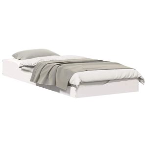 vidaXL R&aacute;m postele Biela 100 x 220 cm Mas&iacute;vne borovicov&eacute; drevo