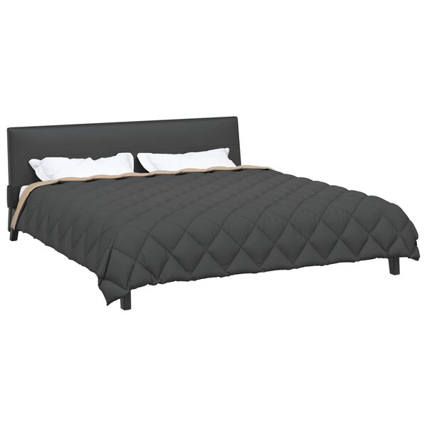 vidaXL Zimn&yacute; prehoz Antracitov&aacute; a taupe 220 x 200 cm Mikrovl&aacute;kno