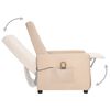 vidaXL Zdvíhacie masážne kreslo krémové látka