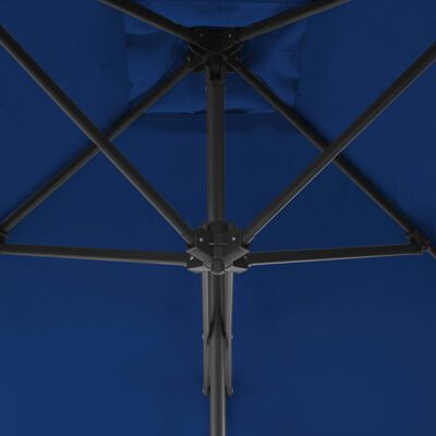 vidaXL Vonkajší slnečník s oceľovou tyčou, modrý 300x230 cm