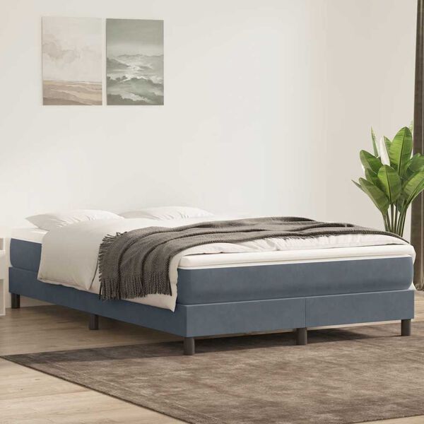 vidaXL Posteľný rám boxspring bez matracom tmavosivý 160x220 cm zamat