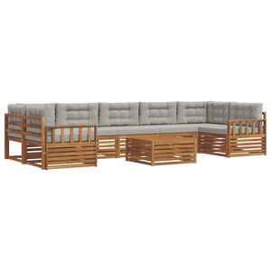 vidaXL Z&aacute;hradn&aacute; s&uacute;prava gaučov s vank&uacute;&scaron;om 8 pcs Pr&iacute;rodn&aacute; a svetlosiv&aacute;