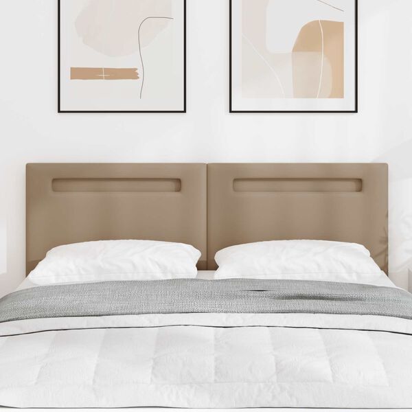 vidaXL LED hlavov&aacute; doska Kapuč&iacute;nov&aacute; 144 cm Umel&aacute; koža