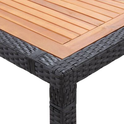 vidaXL Záhradný stôl, čierny 200x150x74 cm, polyratan a akáciové drevo