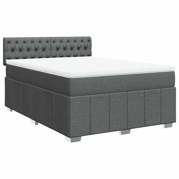 vidaXL Boxspring posteľ s matracom tmavosiv&aacute; 140x190 cm l&aacute;tka