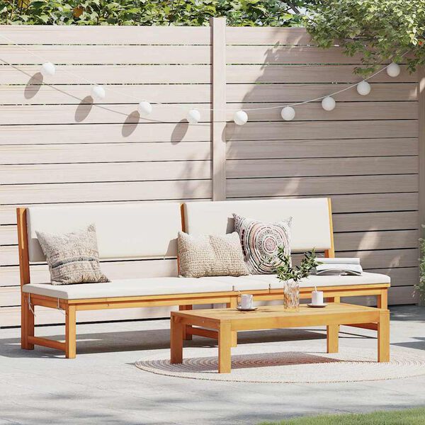 vidaXL Lehátko s vankúšom 1-osoba Hnedá 200 x 57 x 75cm Akáciový masív