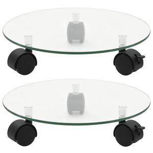vidaXL Podstavec pod kvetin&aacute;č na kolieskach 2 ks 25 cm okr&uacute;hly sklen&yacute;