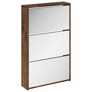 vidaXL Botn&iacute;k so zrkadlom 3-poschodov&yacute; dymov&yacute; dub 63x17x102,5 cm