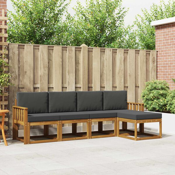 vidaXL Z&aacute;hradn&aacute; s&uacute;prava gaučov s vank&uacute;&scaron;om 5 pcs Pr&iacute;rodn&aacute; a antracitov&aacute;