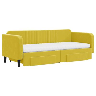 vidaXL Rozkladacia denná posteľ s matracmi žltá 80x200 cm zamat