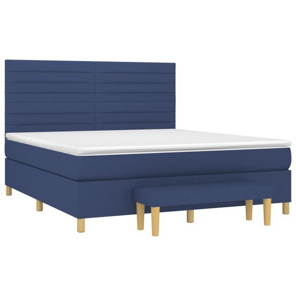vidaXL Posteľn&yacute; r&aacute;m boxspring s matracom modr&yacute; 160x200 cm l&aacute;tka