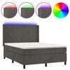 vidaXL Posteľ boxsping s matracom a LED tmavosiv&aacute; 140x190 cm zamat
