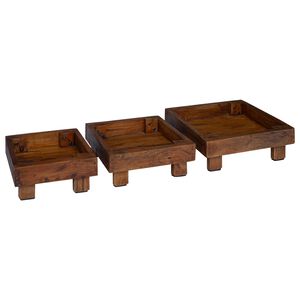 vidaXL Stojan na rastliny 3 ks Hned&aacute; 35 x 35 x 12 cm Mahag&oacute;nov&eacute; drevo