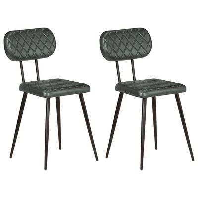 vidaXL Jedálenské stoličky 2 ks, sivé, pravá koža