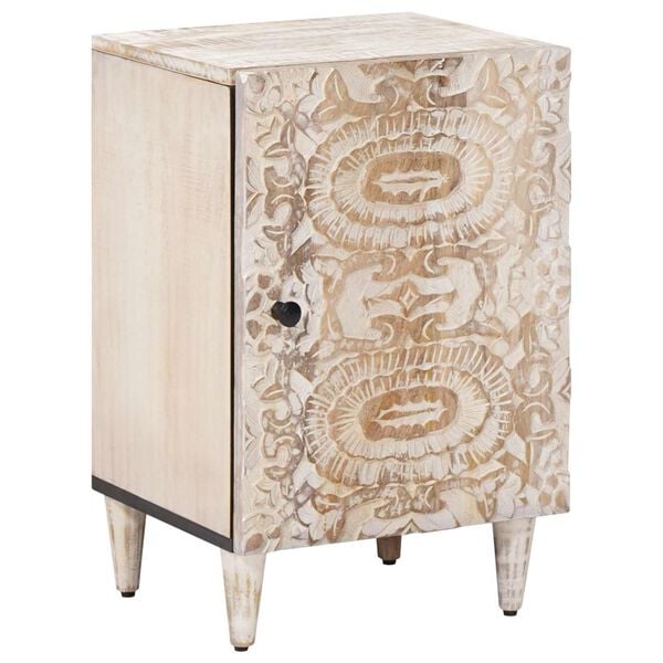 vidaXL K&uacute;peľňov&aacute; skriňa Biela 38 x 33,5 x 58 cm Mas&iacute;vne mango drevo