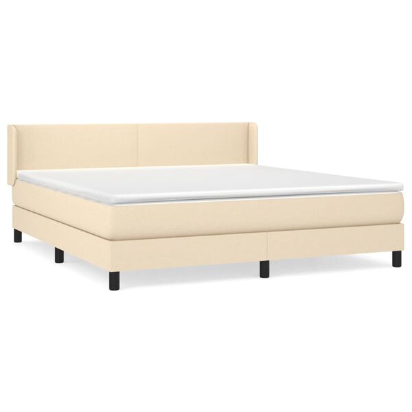 vidaXL Posteľn&yacute; r&aacute;m boxspring s matracom kr&eacute;mov&yacute; 160x200 cm l&aacute;tka