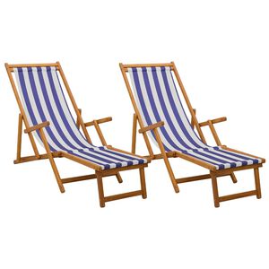 vidaXL Skladac&iacute; leh&aacute;tko 2 pcs 3 Poloha Mas&iacute;vne eukalyptov&eacute; drevo