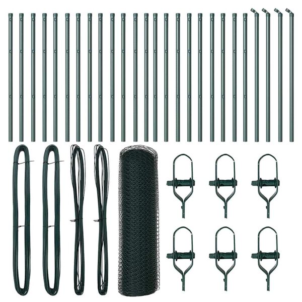 vidaXL Stĺp na plot. Zelená 50 x 0,6 m (25 mm sieť) Ocel a PVC