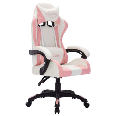 vidaXL Herná stolička s RGB LED svetlami ružovo-čierna umelá koža