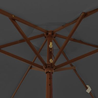 vidaXL Záhradný slnečník s drevenou tyčou antracitový 196x231 cm