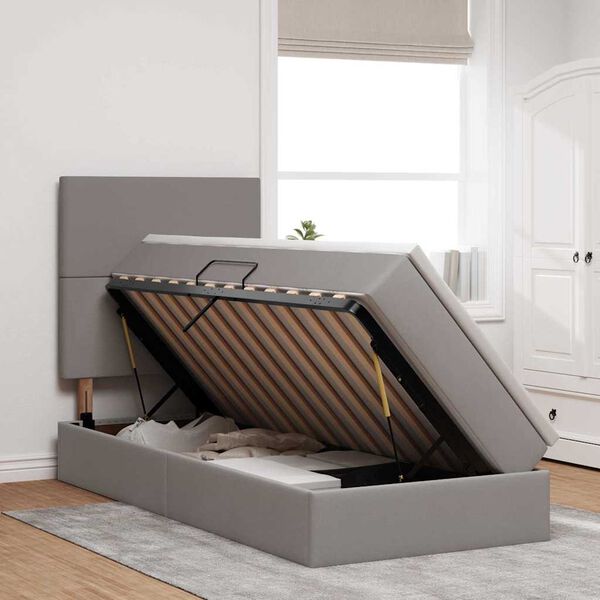 vidaXL Postel s &uacute;ložn&yacute;m prostorem a matrac&iacute; Sivohned&aacute; 90 x 190 cm