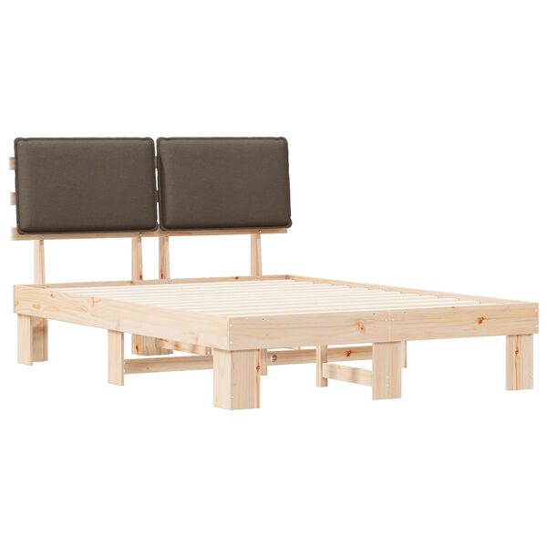 vidaXL R&aacute;m postele s čal&uacute;nen&yacute;m čelom Sivohned&aacute; 140 x 190 cm