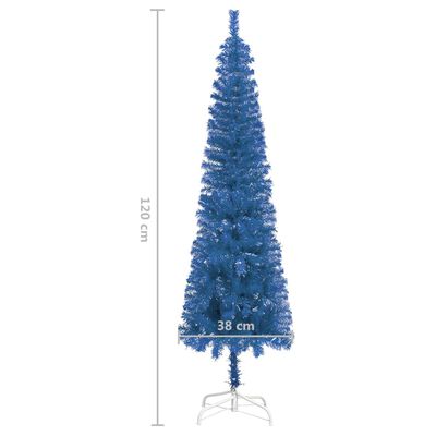 vidaXL Úzky vianočný stromček modrý 120 cm