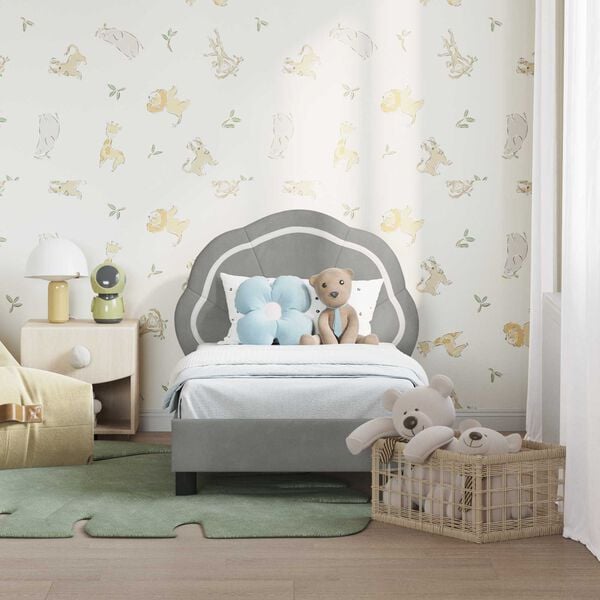 vidaXL Rám detskej postele s čelom Svetlosivá 70 x 140 cm Zamat