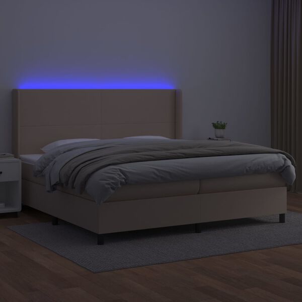vidaXL Boxspring posteľ matrac a LED kapuč&iacute;nov&aacute; 200x200 cm umel&aacute; koža