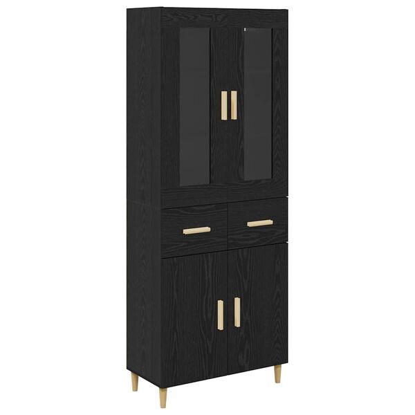 vidaXL Highboard Čierny dub 69,5 x 34 x 180 cm Kompozitn&eacute; drevo
