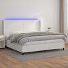 vidaXL Boxspring posteľ s matracom a LED biela 200x200 cm umelá koža