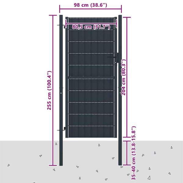 vidaXL Plotov&aacute; br&aacute;na PVC a oceľ 100x204 cm antracitov&aacute;