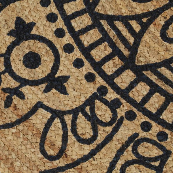 vidaXL Ručne vyrobený jutový koberec s tmavomodrou potlačou 150 cm