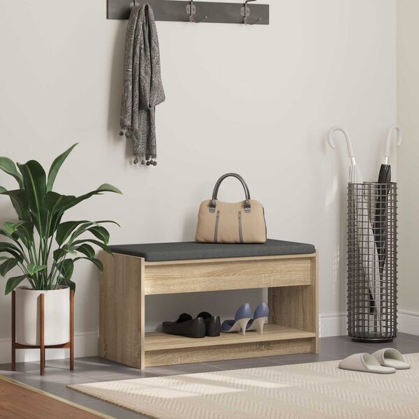 vidaXL Predsieňov&aacute; lavica s vank&uacute;&scaron;om Sonoma dub 83 x 38 x 45 cm