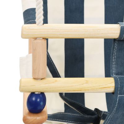 vidaXL Detská drevená hojdačka s bezpečnostným pásom bavlna modrá