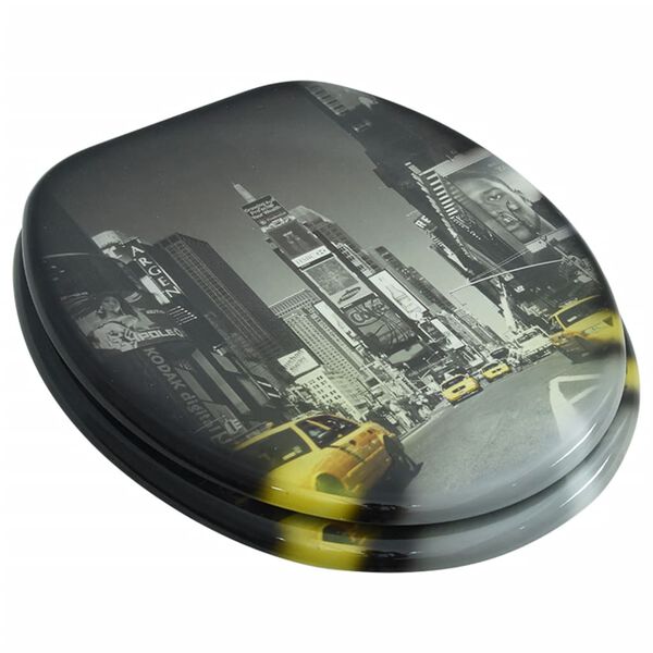 WC sedadlo s vekom z MDF, potlač "New York"