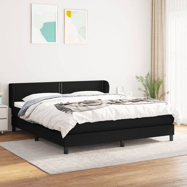 vidaXL Posteľn&yacute; r&aacute;m boxspring s matracom čierny 160x200 cm l&aacute;tka