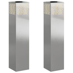 vidaXL Sol&aacute;rne LED svetlo na chodn&iacute;k 2 ks Tepl&aacute; biela 18 x 18 x 80 cm