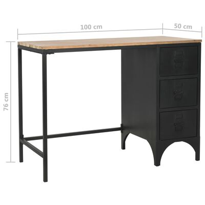 vidaXL Stôl s podstavcom, masívne jedľové drevo a oceľ, 100x50x76 cm