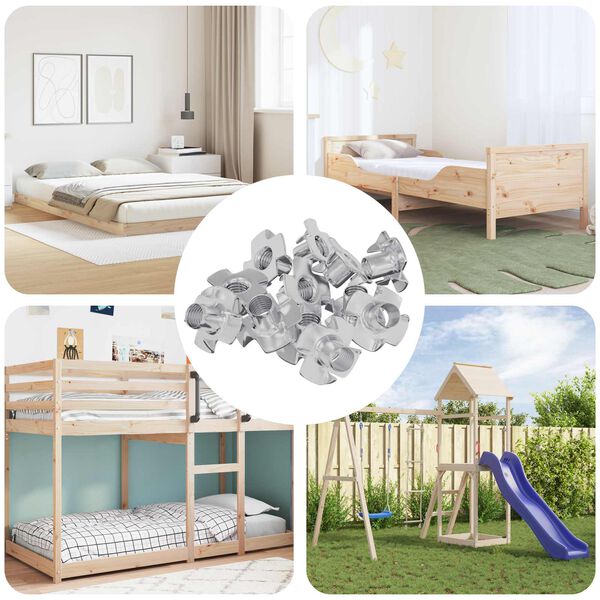 vidaXL Pr&uacute;dov&aacute; T-matica 12 pcs Strieborn&aacute; M6 mm Oceľ