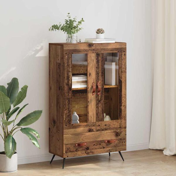 vidaXL Highboard so z&aacute;suvkou Star&eacute; drevo 69,5 x 31 x 115 cm