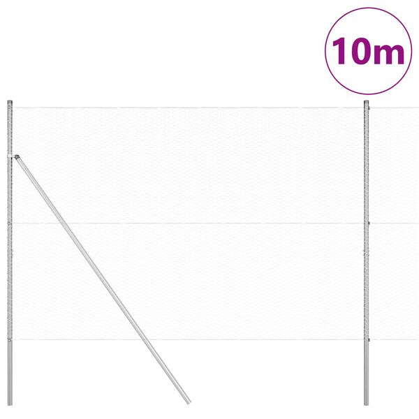 vidaXL Stĺp na plot. Strieborn&aacute; 10 x 1,5 m (25 mm oka) Oceľ