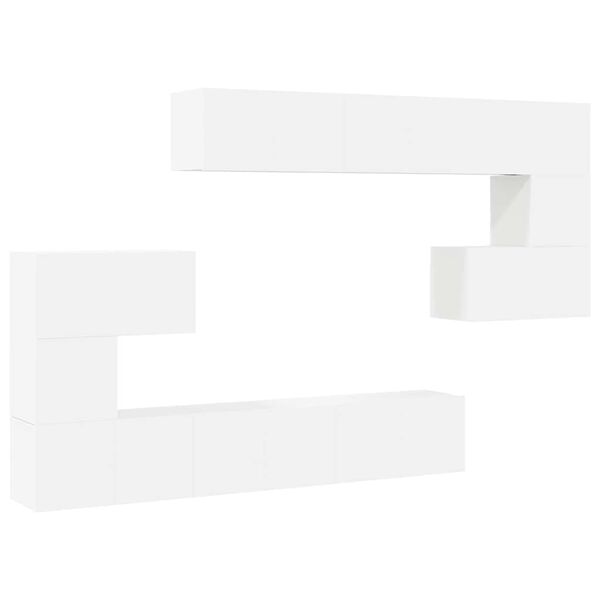 vidaXL 10-dielna s&uacute;prava TV skriniek, biela, kompozitn&eacute; drevo